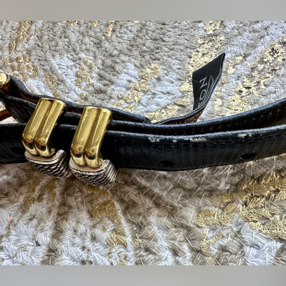 Y2K Brighton Classics Leather Belt M/30 4B614 Blue -gold & silver buckle - Picture 7 of 8